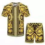 survetement versace tshirt et short couronne doree